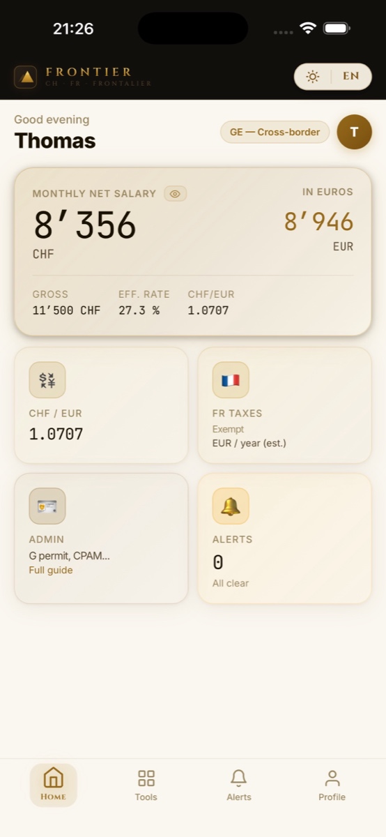 Frontier app dashboard